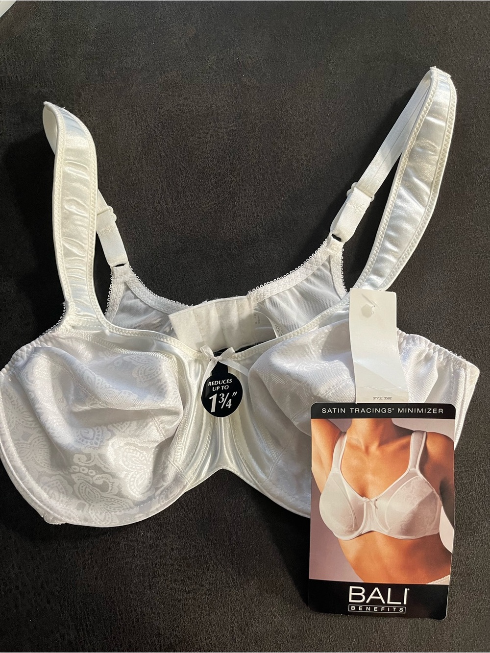 Bali White Satin Tracings Minimizer Bra 34C NWT